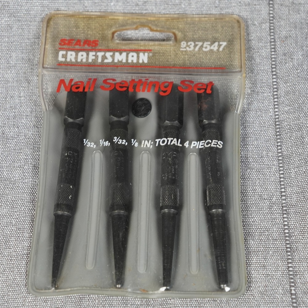 Vintage Craftsman Nail Setting Set 4 Piece 937547 Made in USA 1/32 to 1/8 Inch